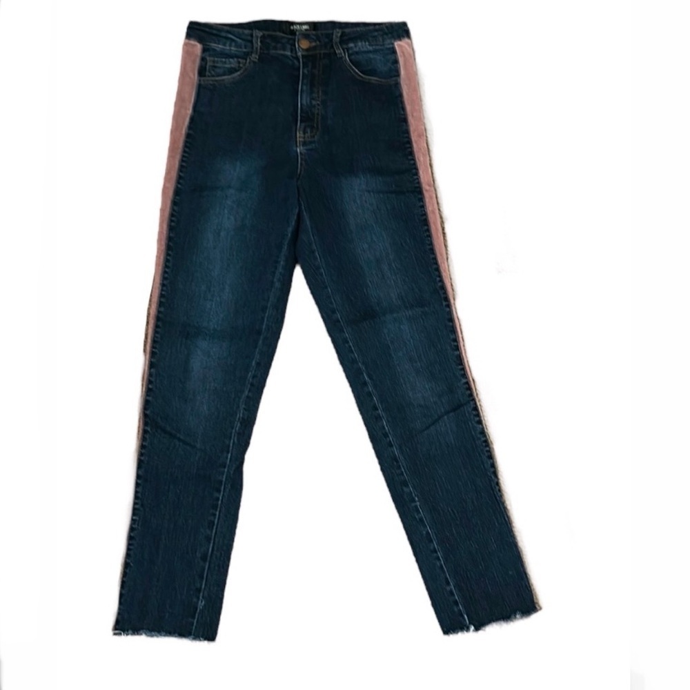 Black Label Women's Skinny Jeans with Pink Side Panels